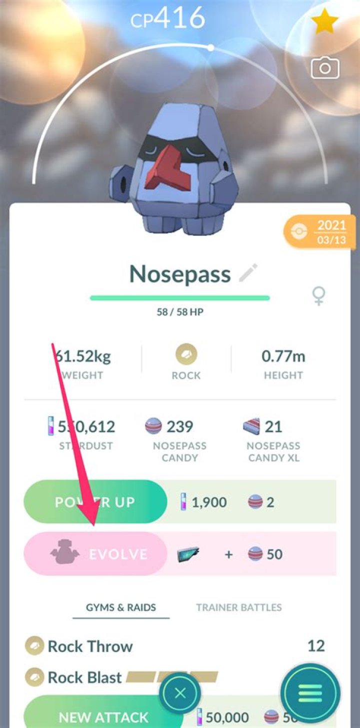 How does nosepass evolve in pokemon go